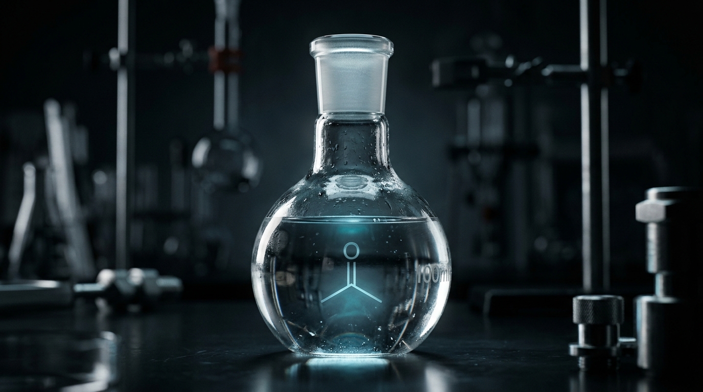 Laboratorní banka s acetonem — chemické vlastnosti propan-2-onu