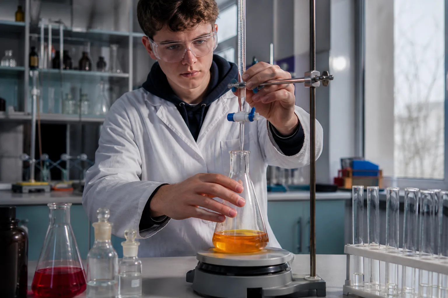 Titrace silné kyseliny hydroxidem sodným s methyloranží ve zkumavce